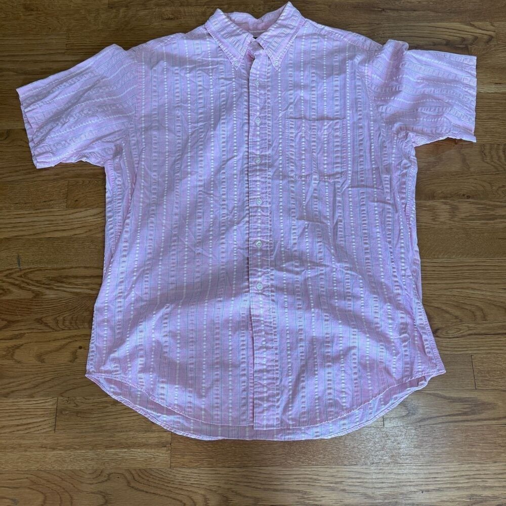 Brooks Brothers Men's Short Sleeve Dress Shirt Size L Pink